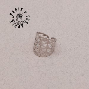 Silver Lattice Filigree Wide Band Ring