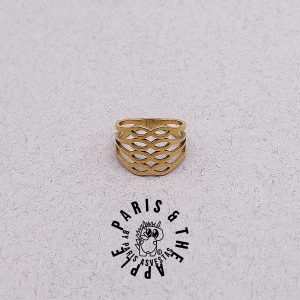 Polished Wide Gold Openwork Lattice Ring