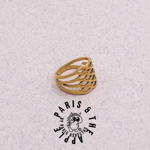 Matte Gold Lattice Leaf Openwork Ring