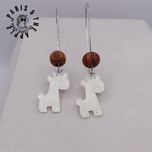 Glitter Giraffe Long-Wire Drop Earrings