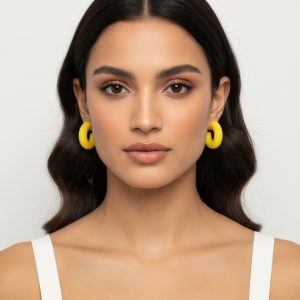 Matte Yellow Chunky C-Hoop Earrings